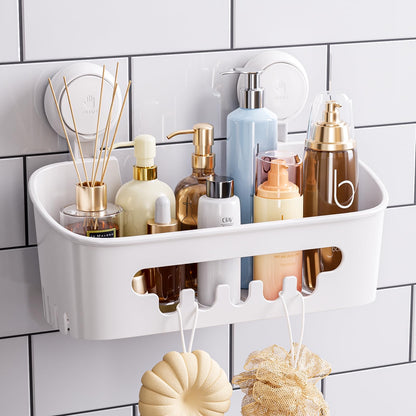 TAILI Shower Caddy Suction Cup 2 Pack, Heavy Duty Bathroom Organizer, Removable Shelves for Inside Shower, Shampoo, Waterproof Suction Plastic Storage for Bathroom Accessories Holder, White