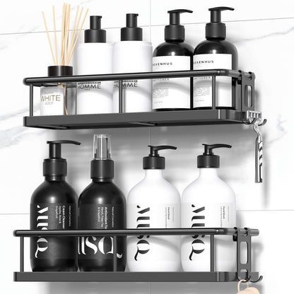 YASONIC Shower Caddy Adhesive, Rustproof Shower Organizer, Large Capacity Shower Shelves for Inside Shower, No Drilling Bathroom Organizers and Storage for Home Decor （2 Pack Silver）