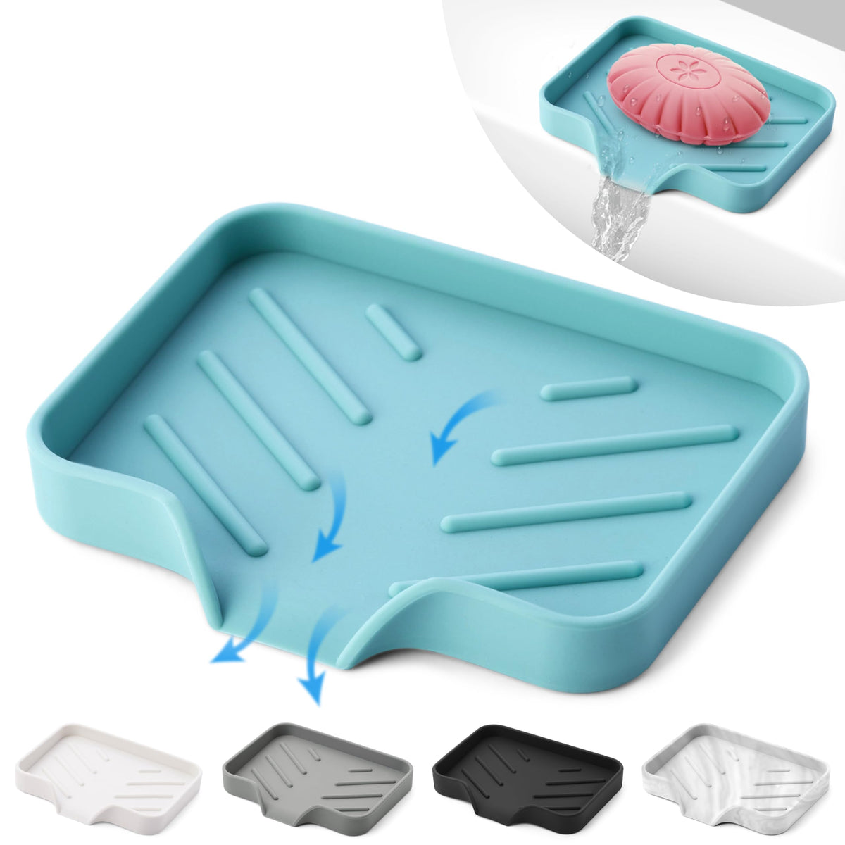 Silicone Soap Bar Holder: Premium Gray Self-Draining Soap Dish - Elegant Shower & Bathroom Solution