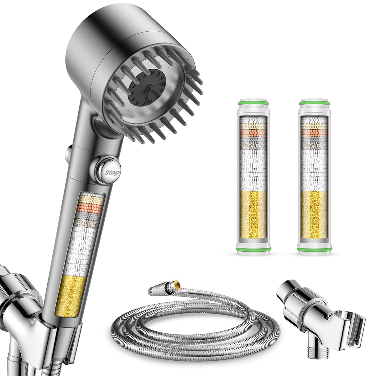 Filtered Shower Head with Handheld 4PCS Filters ShowerHead
