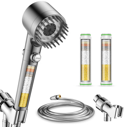 Filtered Shower Head with Handheld 4PCS Filters ShowerHead