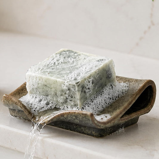 Zoeeker Self-Draining Soap Dish, Ceramic Bar Soap Holder with Drainage