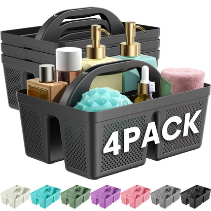 Portable Shower Caddy with Handle - 4 PCS, BPA-free, White