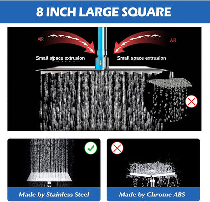 Shower Head, 8" High Pressure Rainfall Shower Head with Handheld Dual Spray