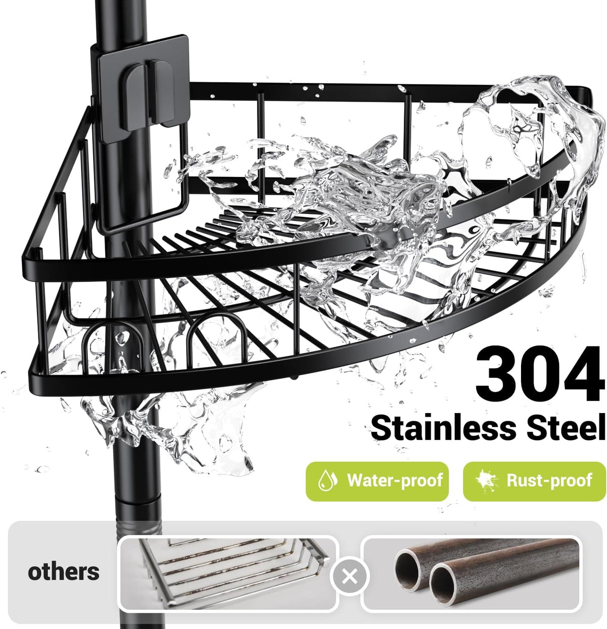 Standing Shower Caddy Corner - Rustproof Bathroom Shower Stand Shelf