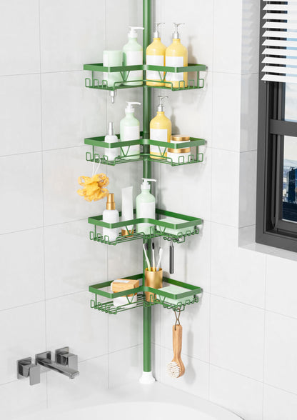 KEGII Corner Shower Caddy Tension Pole, Large Capacity Bathroom Organizer
