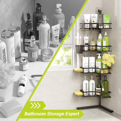 Standing Corner Shower Caddy - 4-Tier Rustproof Adjustable Shower Shelves