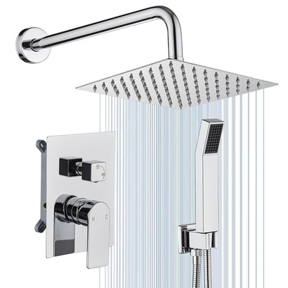 Shower Faucet Set With 8" Shower Head And Handheld Black