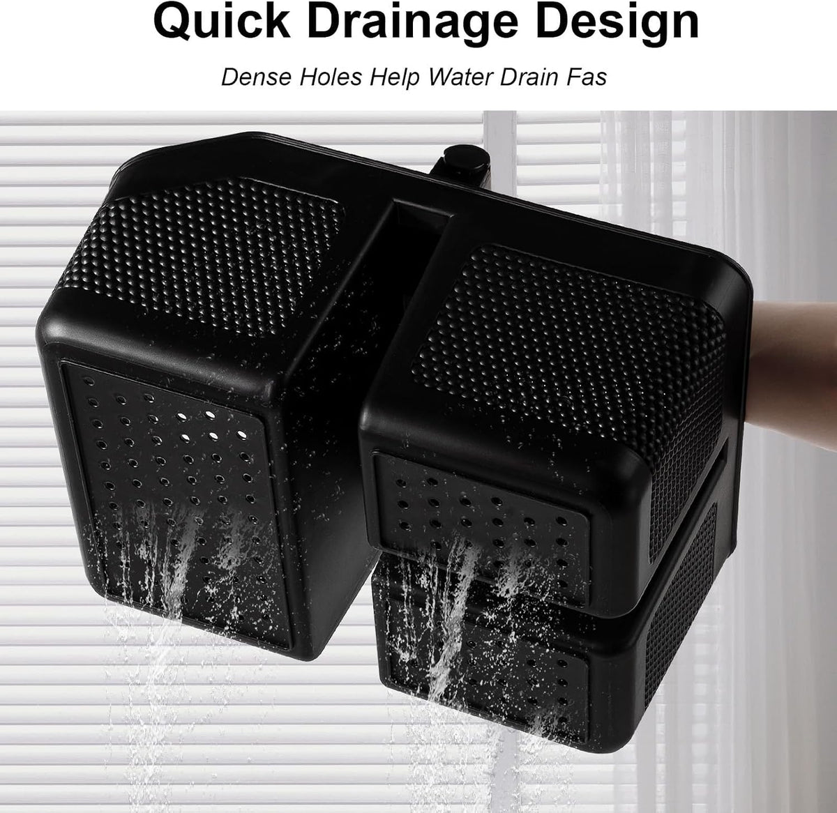 Plastic Shower Caddy Portable Shower Basket with Bamboo Handle, Black