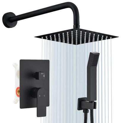 Shower Faucet Set With 8" Shower Head And Handheld Black