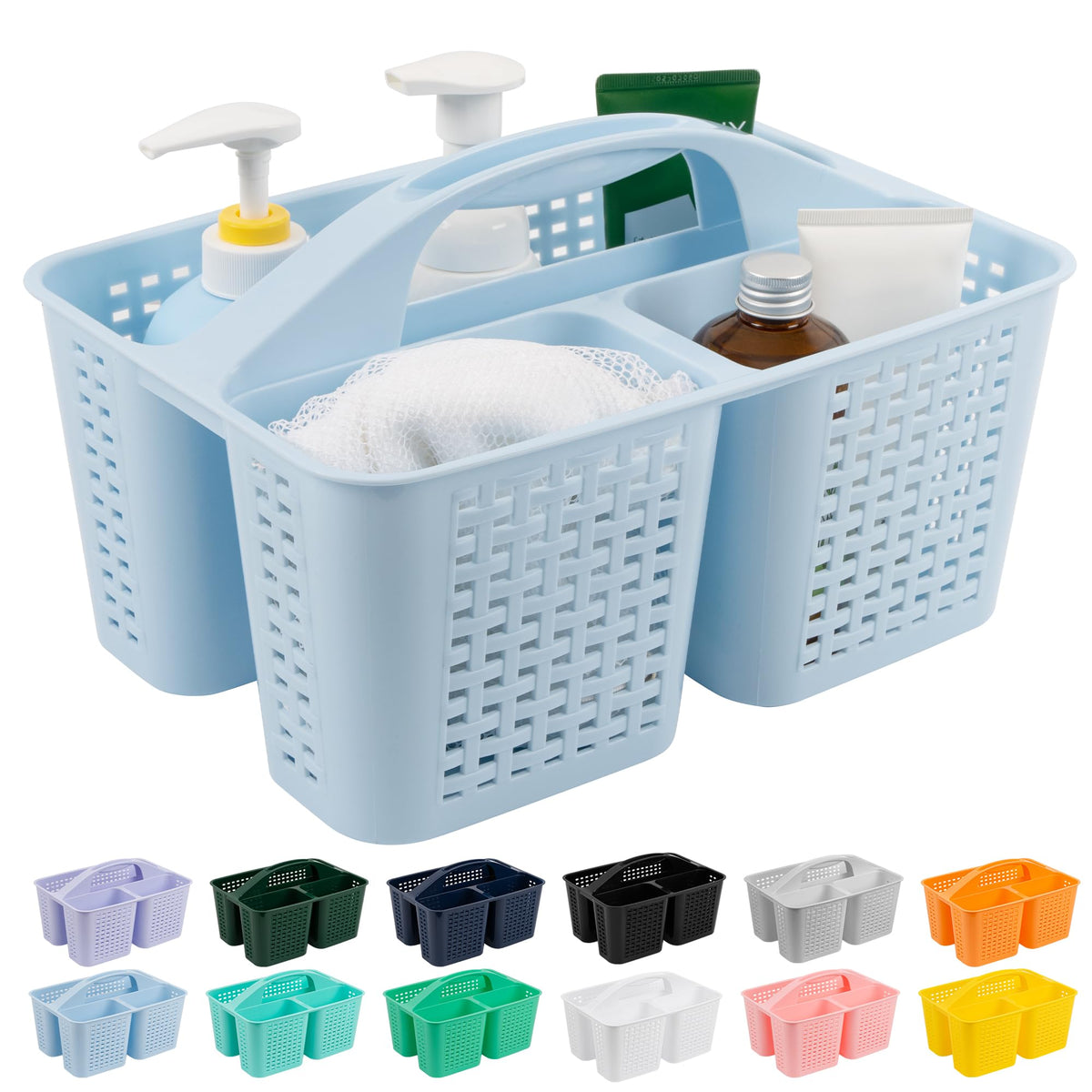 Tiawudi Portable Shower Caddy, Caddy Organizer with Handle, Plastic Shower Basket Hold Soap, Shampoo, Hair Supplies and Beauty Products, Cleaning Supplies Organizer for Home, Dorm, Shelf and Cabinet
