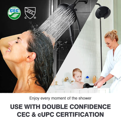 INAVAMZ 2 in 1 Shower Head with Handheld Combo High Pressure Black 2.5 GPM
