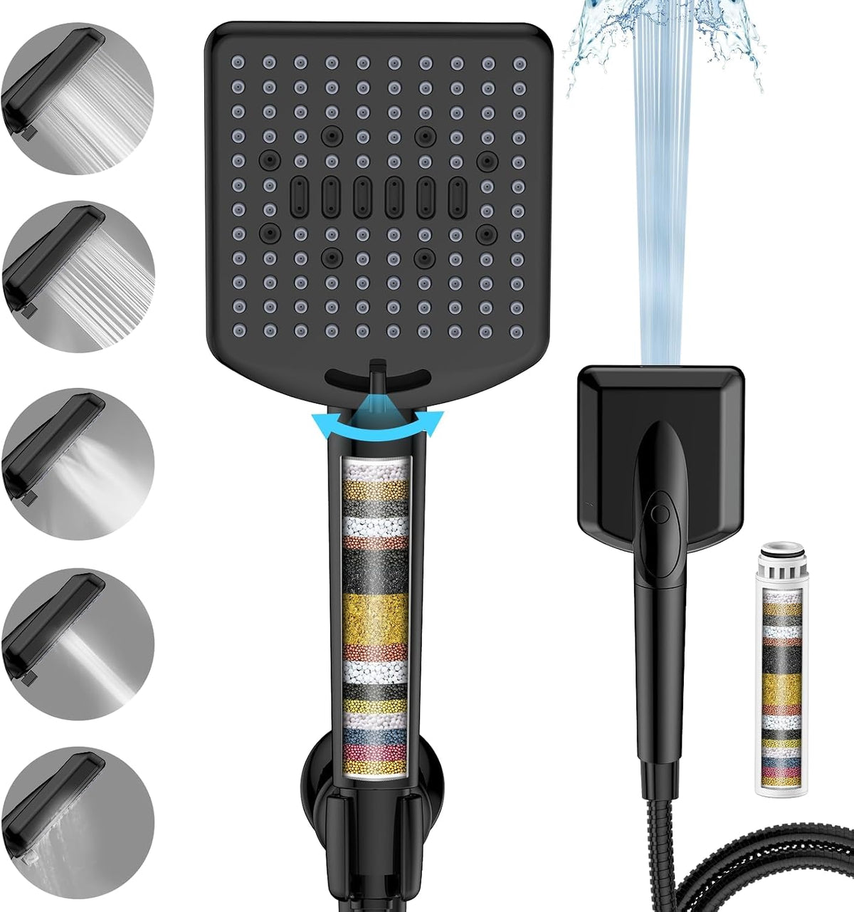 Homlord Filtered Shower Head with Handheld, High Pressure 6 Mode Showerhead