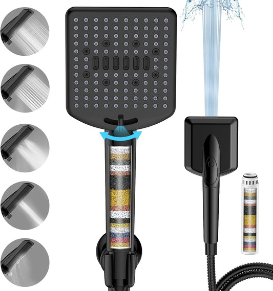 Homlord Filtered Shower Head with Handheld, High Pressure 6 Mode Showerhead