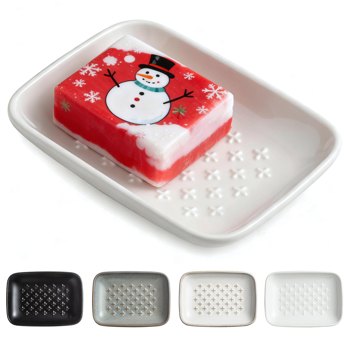 Gomakren Ceramic Soap Dish, Bar Soap Holder for Bathroom Kitchen Sink White
