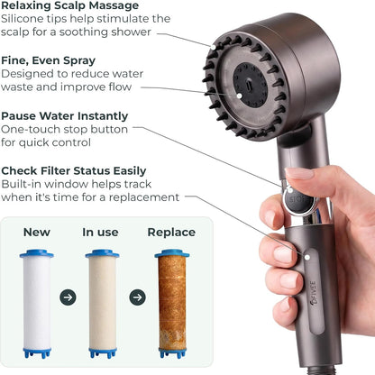 Drivse Filtered Shower Head for Hard Water | Ion Drops | 3 Spray Modes