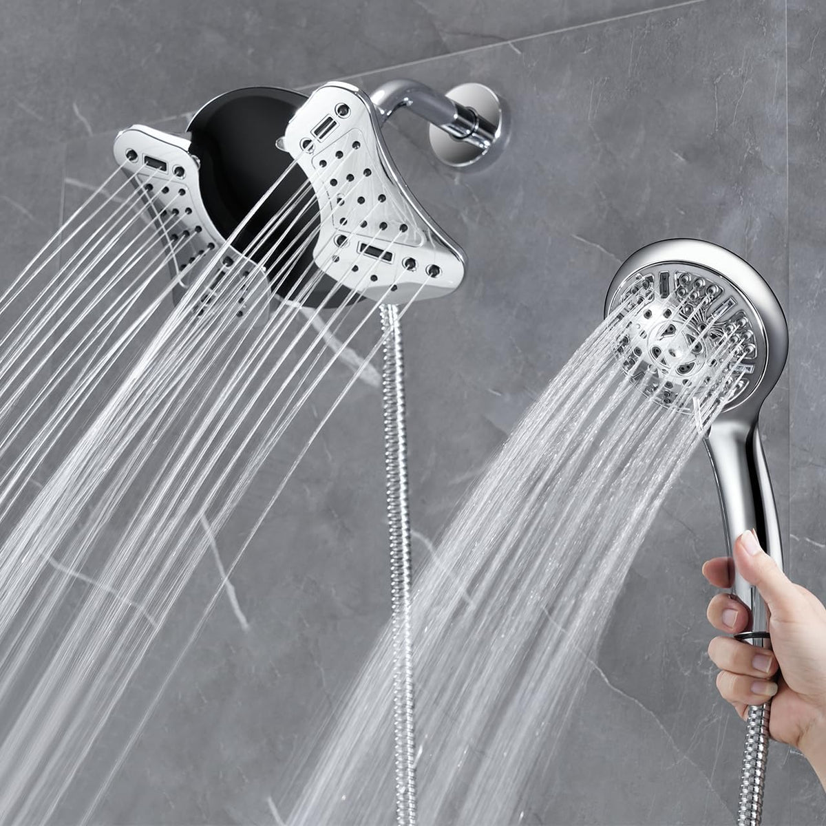 GRICH Shower Head with Handheld Spray - Dual High Pressure Showerhead