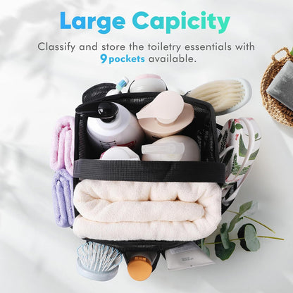 EUDELE Mesh Shower Caddy Portable for College Dorm Room Essentials, Shower Caddy Dorm with 9-Pocket Large Capacity for Beach, Swimming, Gym, Camping, Travel essentials