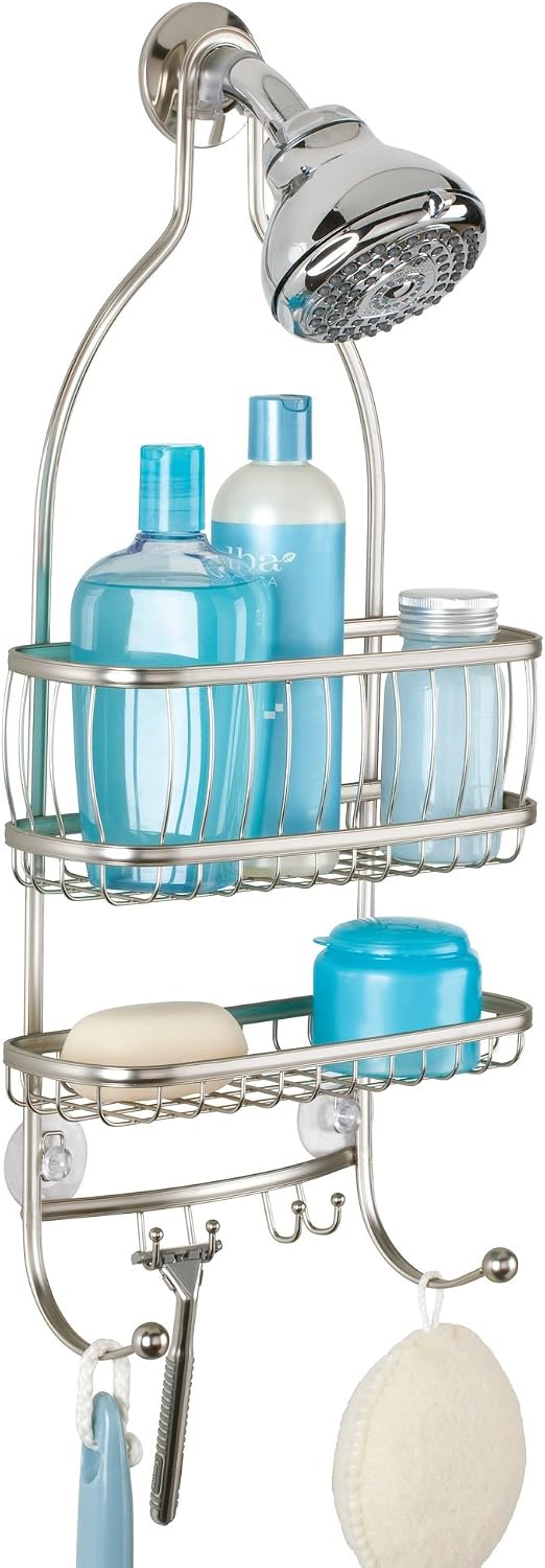 iDesign York Metal Wire Hanging Shower Caddy, Satin Silver