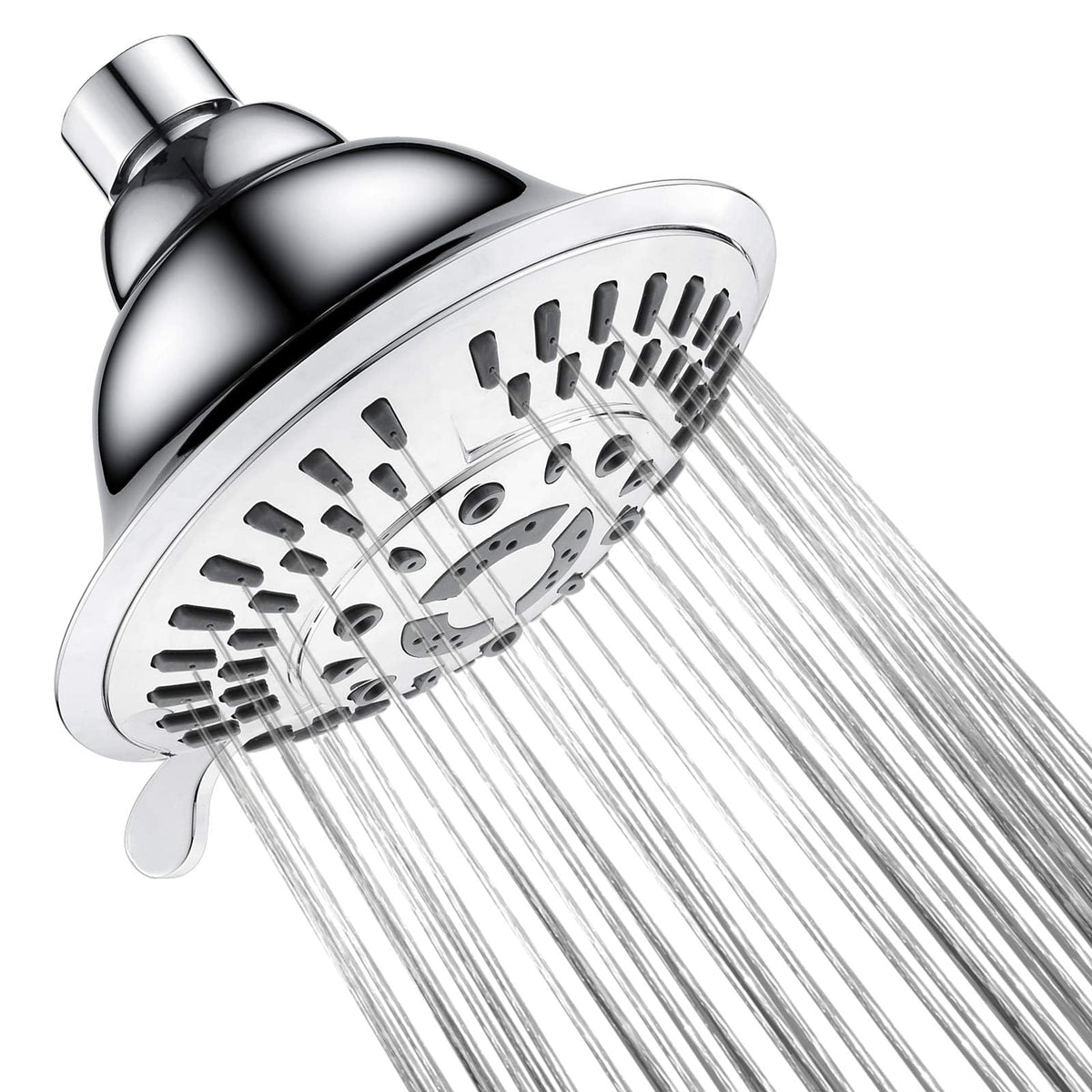BRIGHT SHOWERS High Pressure Rain Shower Head, Fixed Shower Head with 5 Spray Settings, Adjustable Angle and Anti-Clog Nozzles, Oil Rubbed Bronze