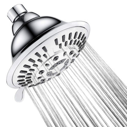 BRIGHT SHOWERS High Pressure Rain Shower Head, Fixed Shower Head with 5 Spray Settings, Adjustable Angle and Anti-Clog Nozzles, Oil Rubbed Bronze