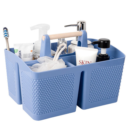 rejomiik Portable Shower Caddy Basket Plastic Cleaning Caddy Organizer Storage Tote with Handle for Bathroom, College, Dorm Room Essentials, White
