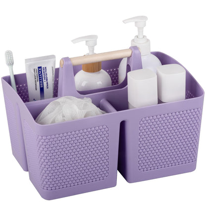 rejomiik Portable Shower Caddy Basket Plastic Cleaning Caddy Organizer Storage Tote with Handle for Bathroom, College, Dorm Room Essentials, White