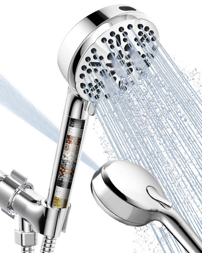 Shower Head with Handheld High Pressure-Full Body Coverage Powerful Rain Showerhead Extra 60" Long Hose and Adjustable Brass Joint Holder- The Perfect Detachable Heads for Bathroom Upgrade