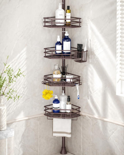 SEIRIONE Rustproof Corner Shower Caddy Tension Pole for Bathroom Storage