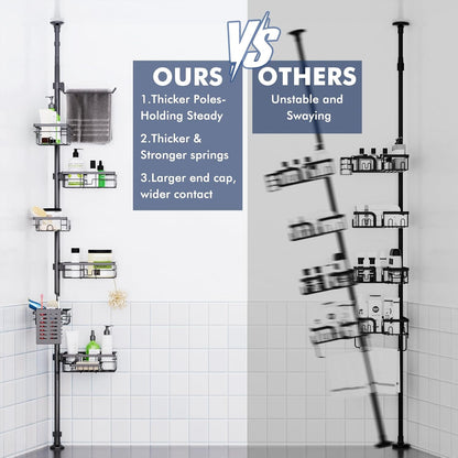 Shower Caddy Organizer Tension Pole, Corner Shower Shelves Bathroom Storage