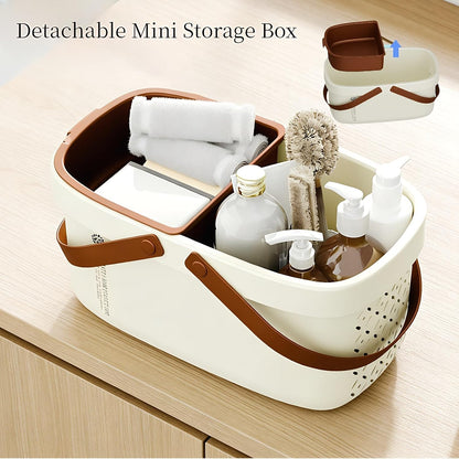 Pulseplay Portable Plastic Shower Caddy Basket with Handle Cream