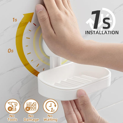 LEVERLOC Soap Holder, Soap Dish for Shower, Suction Cup Bar Soap Holder