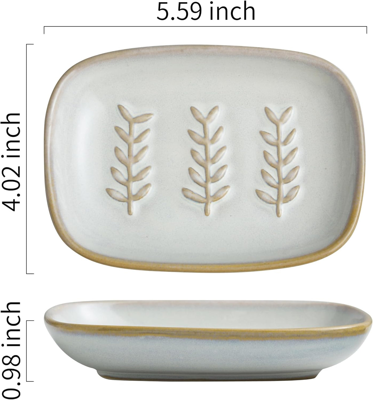 Miamolo Soap Dish Bar Cleaner Dish for Shower, Ceramic Soap Dishes for Large Soap Bar Shampoo or Sponge, Shower Soap Dish Soap Saver Tray for Bathroom Kitchen Sink, Easy to Clean