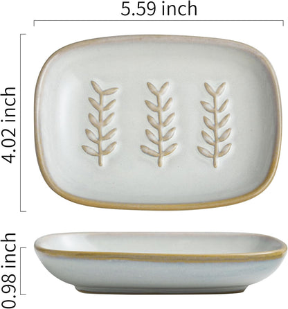 Miamolo Soap Dish Bar Cleaner Dish for Shower, Ceramic Soap Dishes for Large Soap Bar Shampoo or Sponge, Shower Soap Dish Soap Saver Tray for Bathroom Kitchen Sink, Easy to Clean