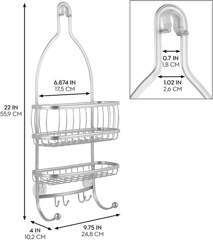 iDesign York Metal Wire Hanging Shower Caddy, Satin Silver