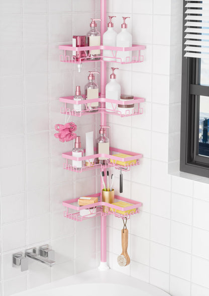 KEGII Corner Shower Caddy Tension Pole, Large Capacity Bathroom Organizer