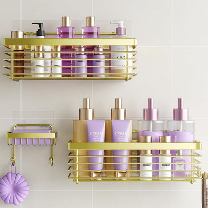 ODesign Shower Caddy Adhesive Stainless Steel Storage Organizers (Silver, 3 Pack)