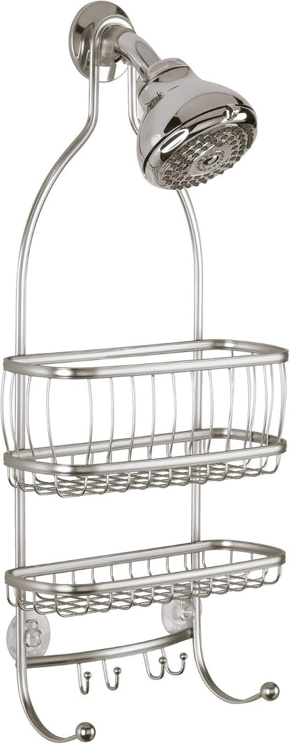 iDesign York Metal Wire Hanging Shower Caddy, Satin Silver