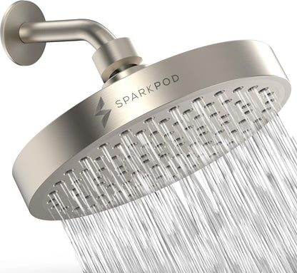 SparkPod Rain Shower Head, 6 Inch Round, Luxury Polished Chrome Finish