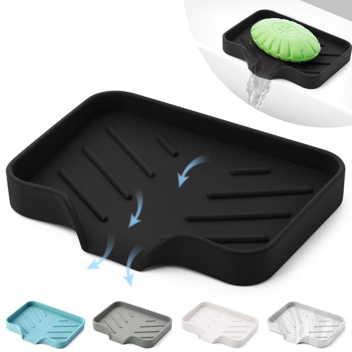 Silicone Soap Bar Holder: Premium Gray Self-Draining Soap Dish - Elegant Shower & Bathroom Solution