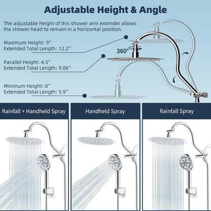 Hibbent All Metal cUPC Certified Shower Head, 10'' Rainfall Shower Head