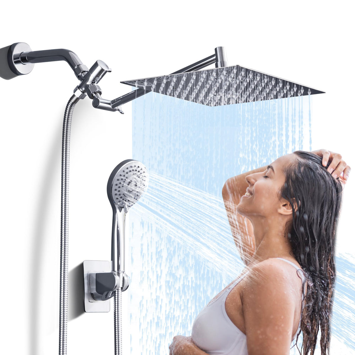 Jafeton 10 Inch High Pressure Rain Shower Head with Handheld Combo