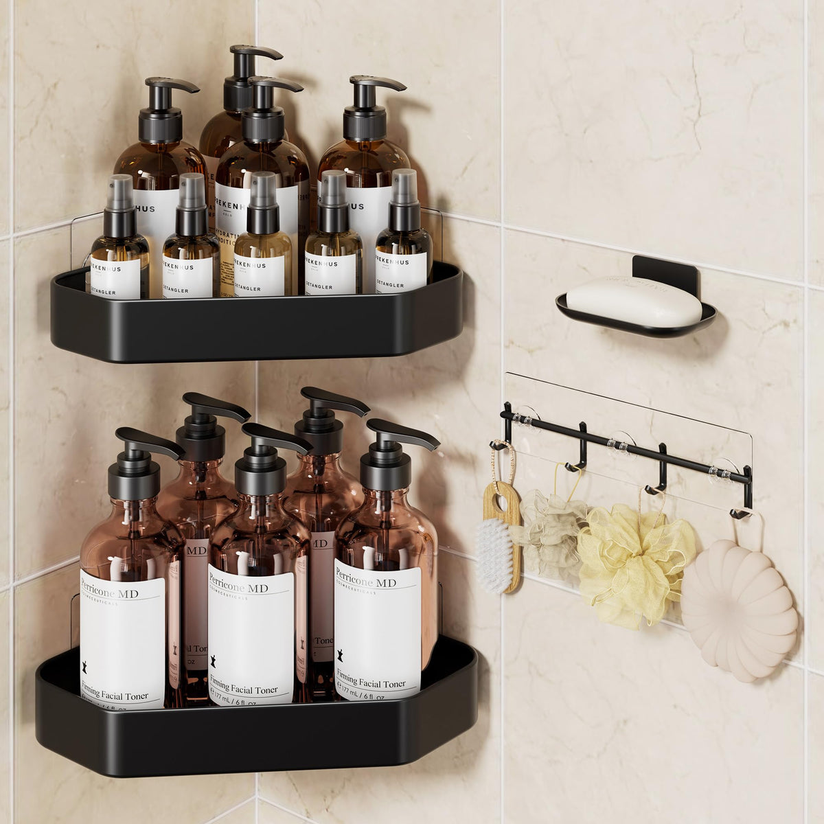 Veken Corner Shower Caddy 3-Pack, Advanced Rustproof Design&Stable Storage