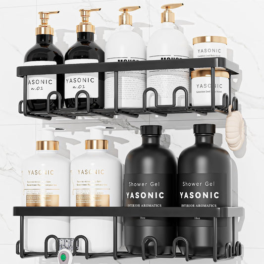 YASONIC Shower Caddy Adhesive, Rustproof Shower Organizer, Wall Shower Rack