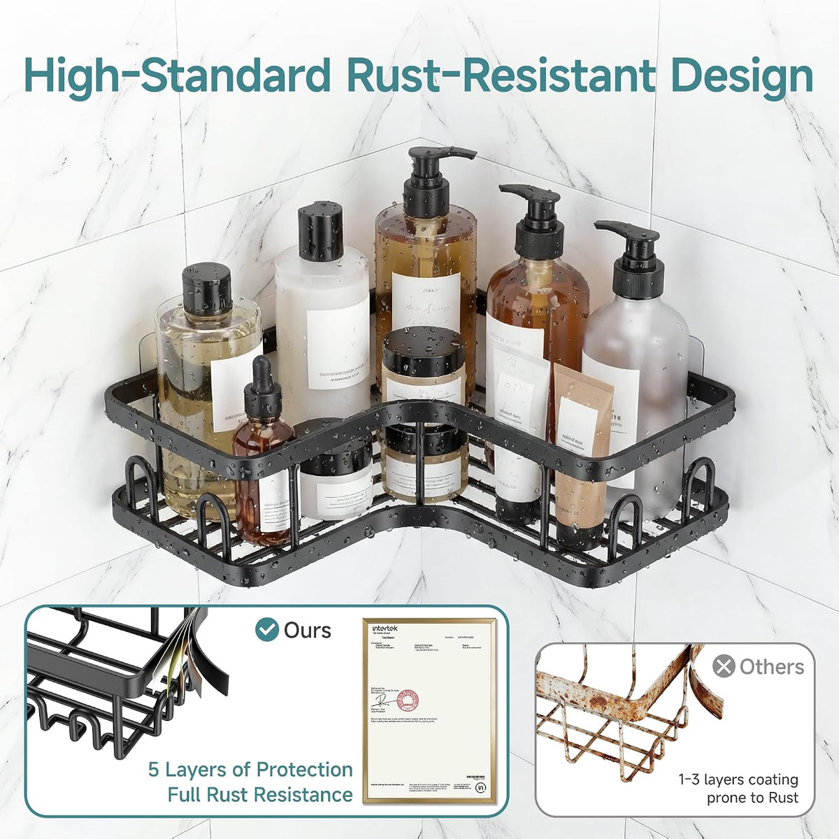 Veken Corner Shower Caddy 3-Pack, Advanced Rustproof Design&Stable Storage