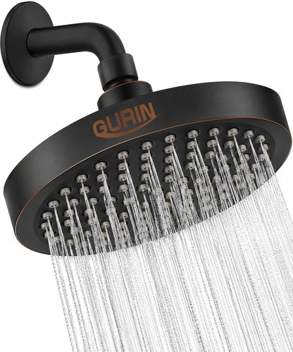 GURIN Shower Head - Luxury Polished Chrome Finish - Rain Showerhead 6 Inch