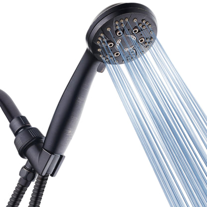 AquaDance High Pressure 6-Setting Full Brushed Nickel Handheld Shower Head with Stainless Steel Hose. Officially Independently Tested to Meet Strict US Quality & Performance Standards!