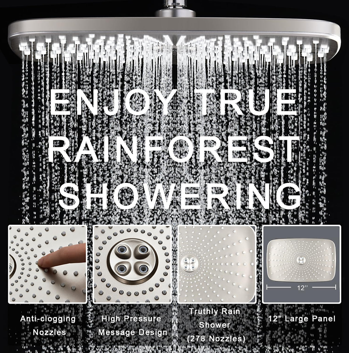 Rain Shower Head with Handheld Showerhead, Nickel 1.75GPM 460311