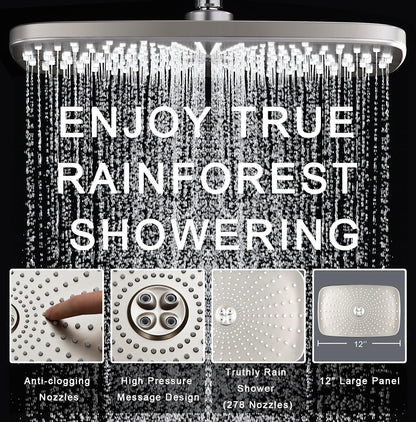 Rain Shower Head with Handheld Showerhead, Nickel 1.75GPM 460311