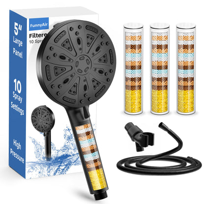 Filtered Shower Head with Handheld（3 Filters）Water Softener for Hard Water